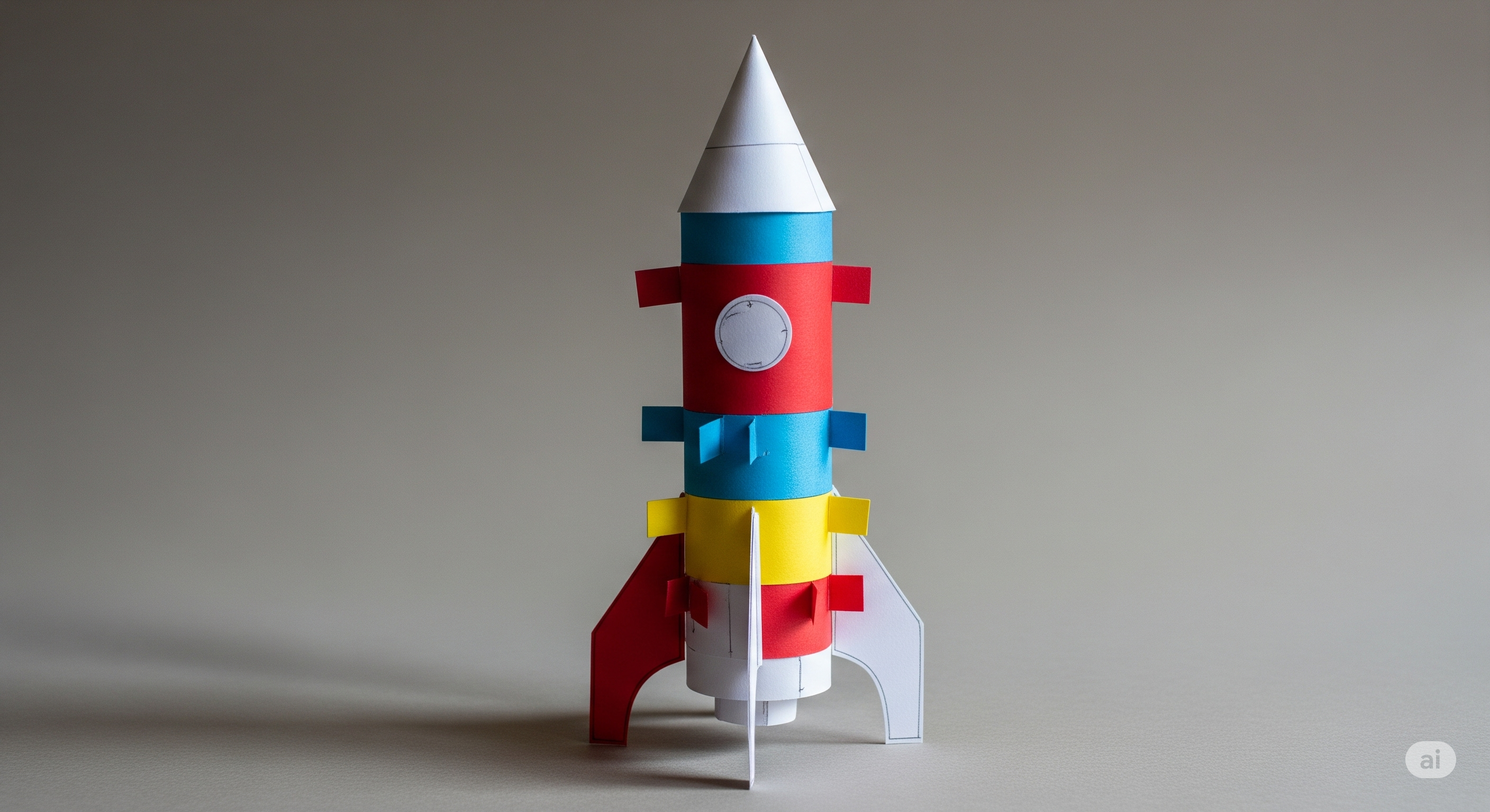 Rakieta zrobiona z kolorowych papierków